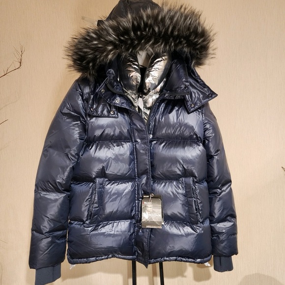 PAJAR DOWN FILL ARCTIC REMOVABLE FAUXFUR TRIM HOOD PUFFER JACKET GRAPHITE/SILVER - Picture 6 of 16